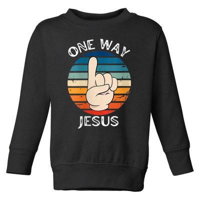 Wo One Way Jesus People Christian Revolution Finger Up Retro V-Neck Toddler Sweatshirt