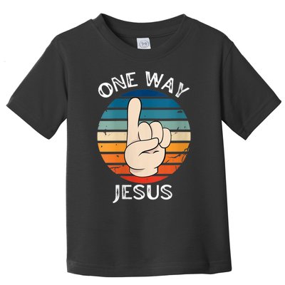 Wo One Way Jesus People Christian Revolution Finger Up Retro V-Neck Toddler T-Shirt