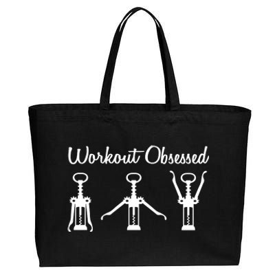 Workout Obsessed Wine Lover Cotton Canvas Jumbo Tote