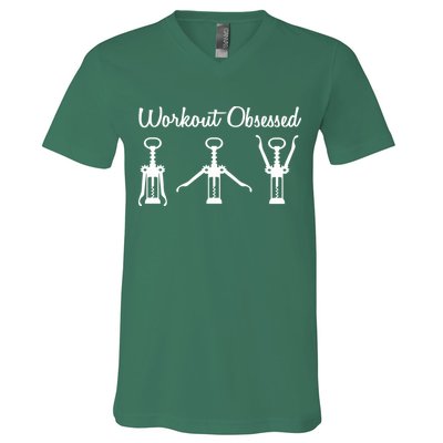 Workout Obsessed Wine Lover V-Neck T-Shirt