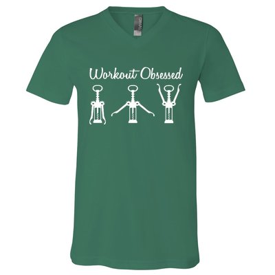 Workout Obsessed Wine Lover V-Neck T-Shirt