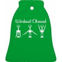 Workout Obsessed Wine Lover Ceramic Bell Ornament