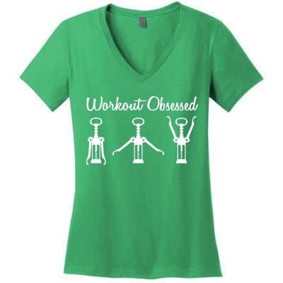 Workout Obsessed Wine Lover Women's V-Neck T-Shirt