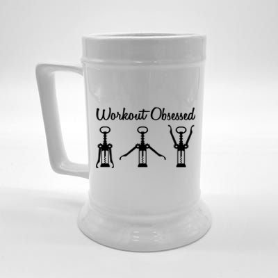 Workout Obsessed Wine Lover Beer Stein