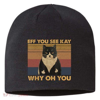 Why Oh You Eff Cat Vintage Sustainable Beanie