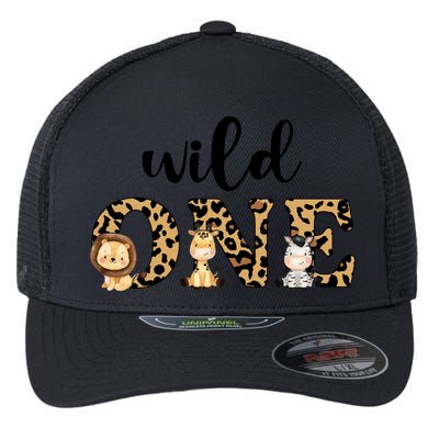 Wild One Zoo Leopard Birthday Safari Jungle Animal Gift Flexfit Unipanel Trucker Cap