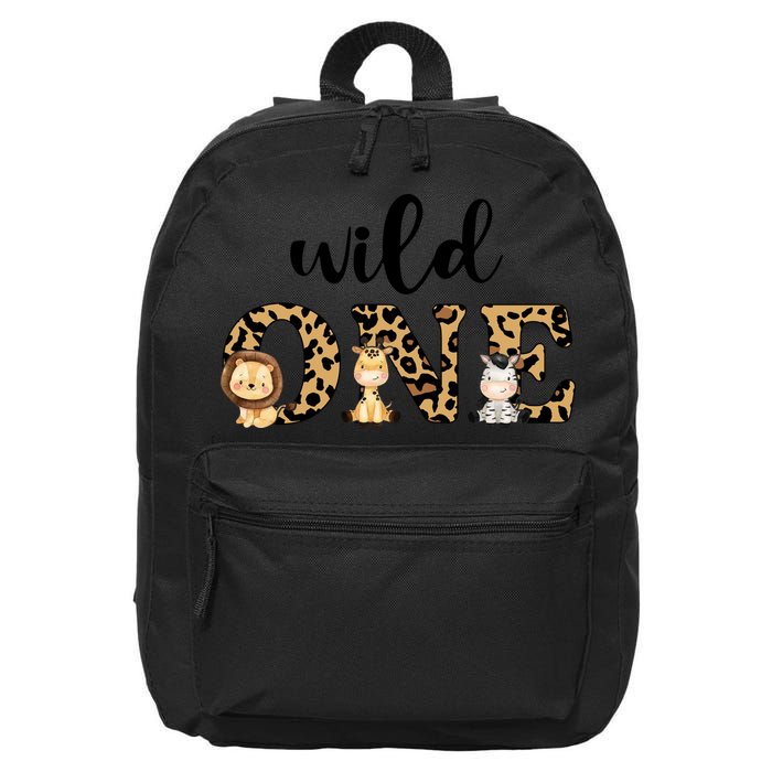 Wild One Zoo Leopard Birthday Safari Jungle Animal Gift 16 in Basic Backpack