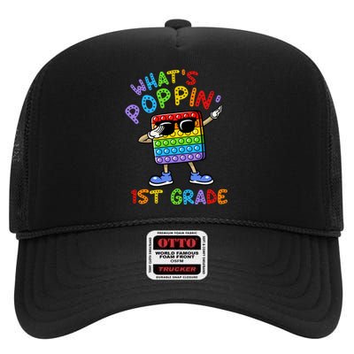 Whats Poppin 1st Grade Back To School High Crown Mesh Back Trucker Hat