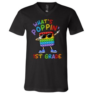 Whats Poppin 1st Grade Back To School V-Neck T-Shirt