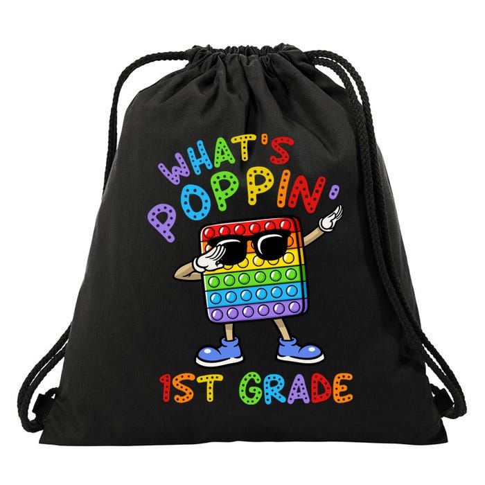 Whats Poppin 1st Grade Back To School Drawstring Bag