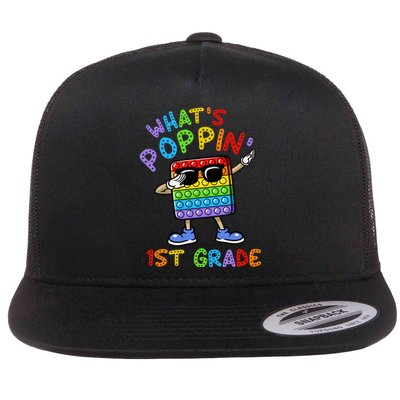 Whats Poppin 1st Grade Back To School Flat Bill Trucker Hat