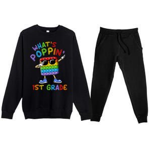 Whats Poppin 1st Grade Back To School Premium Crewneck Sweatsuit Set