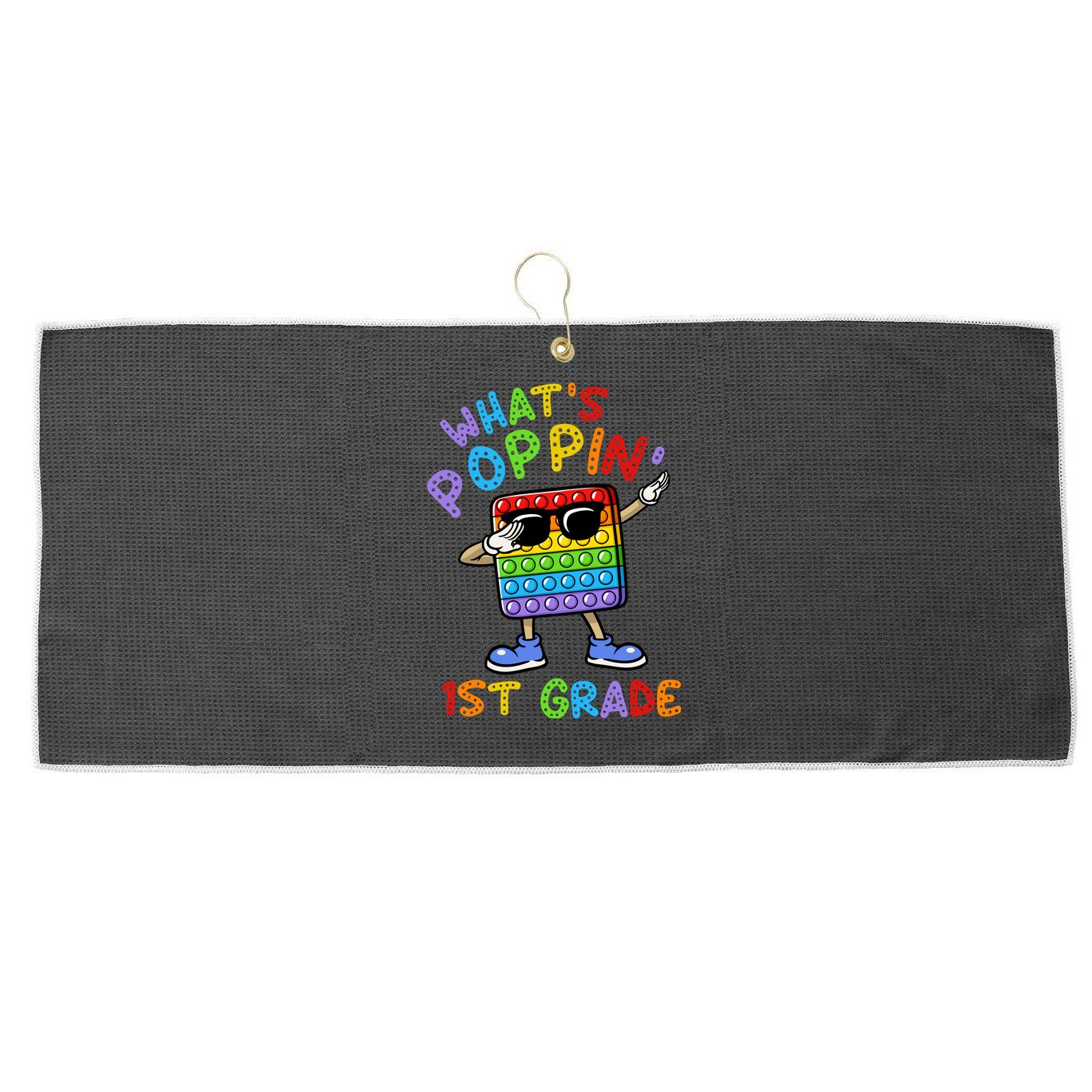 Whats Poppin 1st Grade Back To School Large Microfiber Waffle Golf Towel