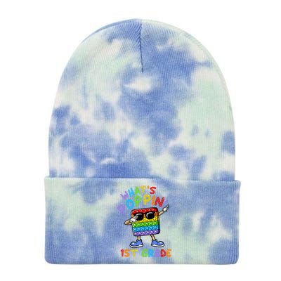 Whats Poppin 1st Grade Back To School Tie Dye 12in Knit Beanie