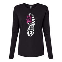 Women Pink 262 Marathon Runner Footprint Womens Cotton Relaxed Long Sleeve T-Shirt