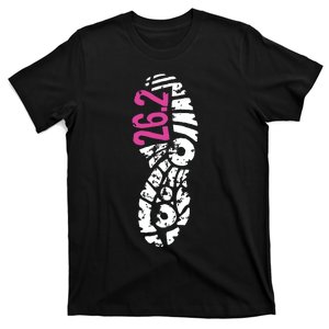 Women Pink 262 Marathon Runner Footprint T-Shirt