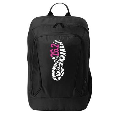 Women Pink 262 Marathon Runner Footprint City Backpack