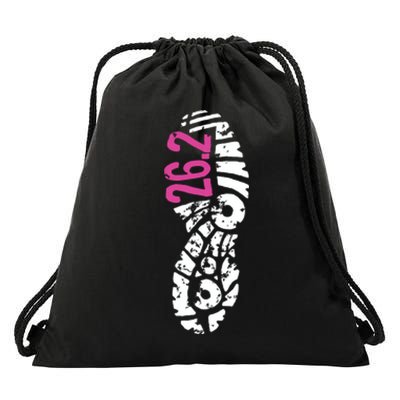 Women Pink 262 Marathon Runner Footprint Drawstring Bag