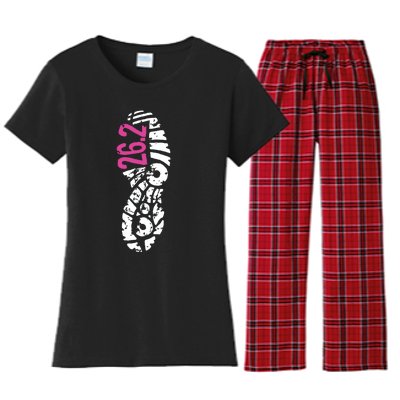 Women Pink 262 Marathon Runner Footprint Women's Flannel Pajama Set