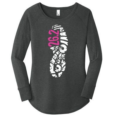 Women Pink 262 Marathon Runner Footprint Women's Perfect Tri Tunic Long Sleeve Shirt