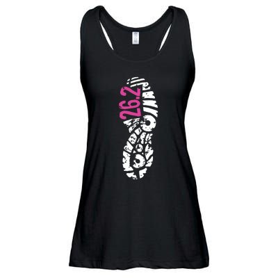 Women Pink 262 Marathon Runner Footprint Ladies Essential Flowy Tank