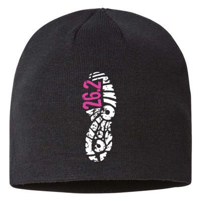 Women Pink 262 Marathon Runner Footprint Sustainable Beanie