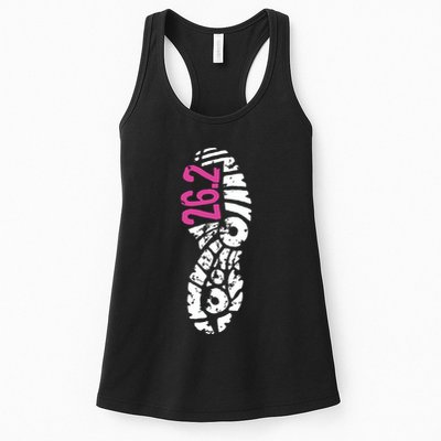 Women Pink 262 Marathon Runner Footprint Womens Tank Top