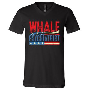 Whale Psychiatrist 2024 Retro Stripe V-Neck T-Shirt