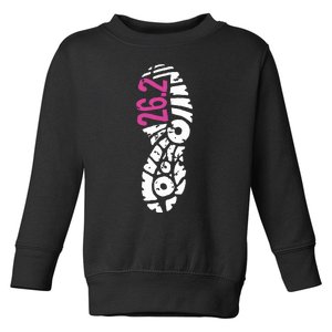 Women Pink 262 Marathon Runner Footprint Toddler Sweatshirt