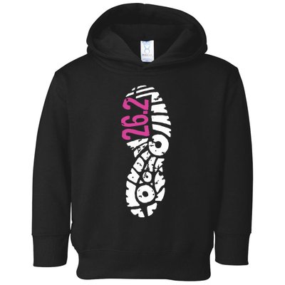 Women Pink 262 Marathon Runner Footprint Toddler Hoodie