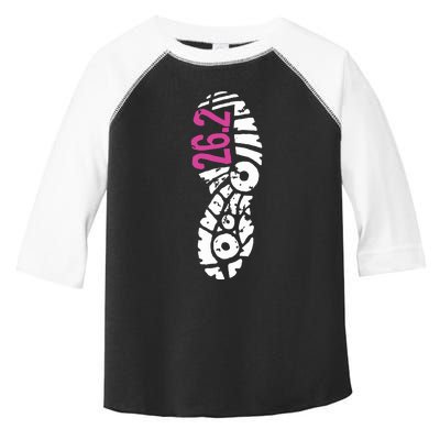 Women Pink 262 Marathon Runner Footprint Toddler Fine Jersey T-Shirt