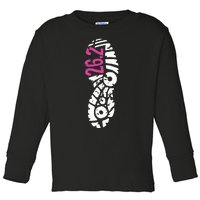 Women Pink 262 Marathon Runner Footprint Toddler Long Sleeve Shirt