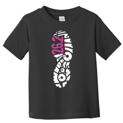 Women Pink 262 Marathon Runner Footprint Toddler T-Shirt