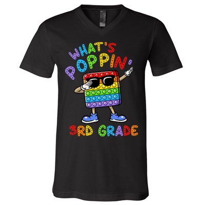 Whats Poppin 3rd Grade Back To School V-Neck T-Shirt