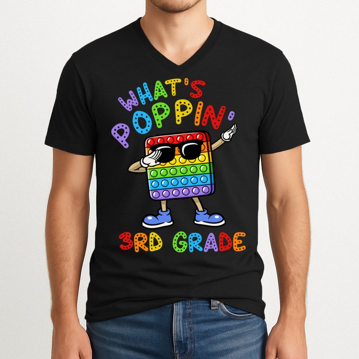 Whats Poppin 3rd Grade Back To School V-Neck T-Shirt
