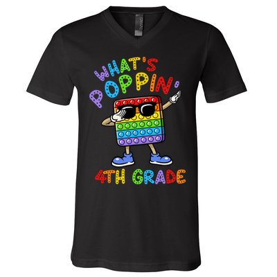 Whats Poppin 4th Grade Back To School V-Neck T-Shirt