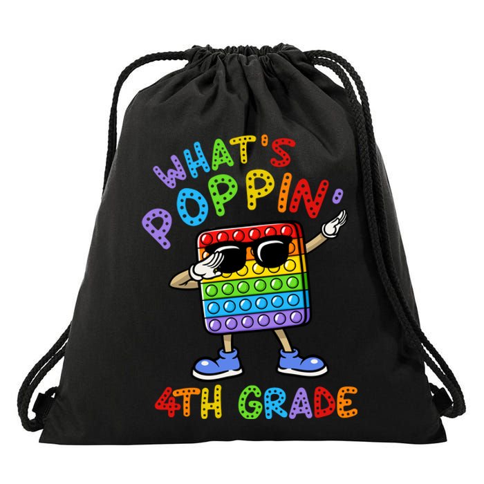 Whats Poppin 4th Grade Back To School Drawstring Bag