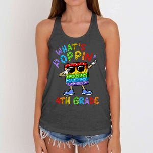 Whats Poppin 4th Grade Back To School Women's Knotted Racerback Tank