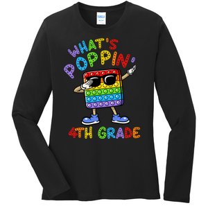 Whats Poppin 4th Grade Back To School Ladies Long Sleeve Shirt