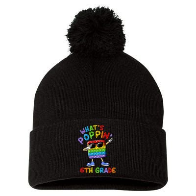 Whats Poppin 6th Grade Back To School Pom Pom 12in Knit Beanie