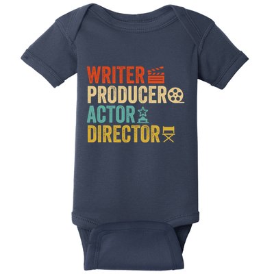 Writer Producer Actor Director Retro Film Filmmaking Baby Bodysuit