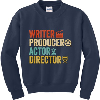 Writer Producer Actor Director Retro Film Filmmaking Kids Sweatshirt