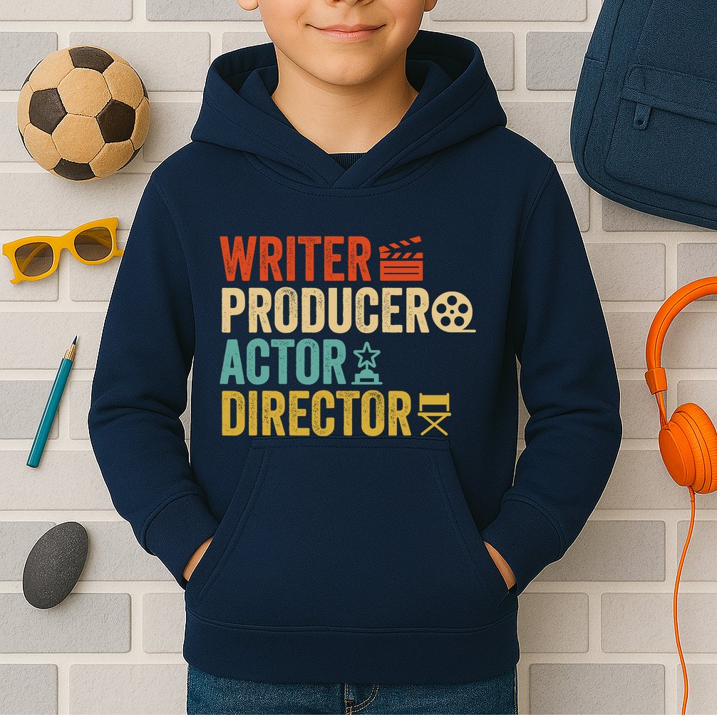 Writer Producer Actor Director Retro Film Filmmaking Kids Hoodie