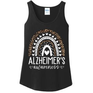 Wear Purple Alzheimer's Awareness Leopard Rainbow Ladies Essential Tank