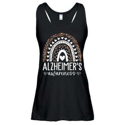 Wear Purple Alzheimer's Awareness Leopard Rainbow Ladies Essential Flowy Tank