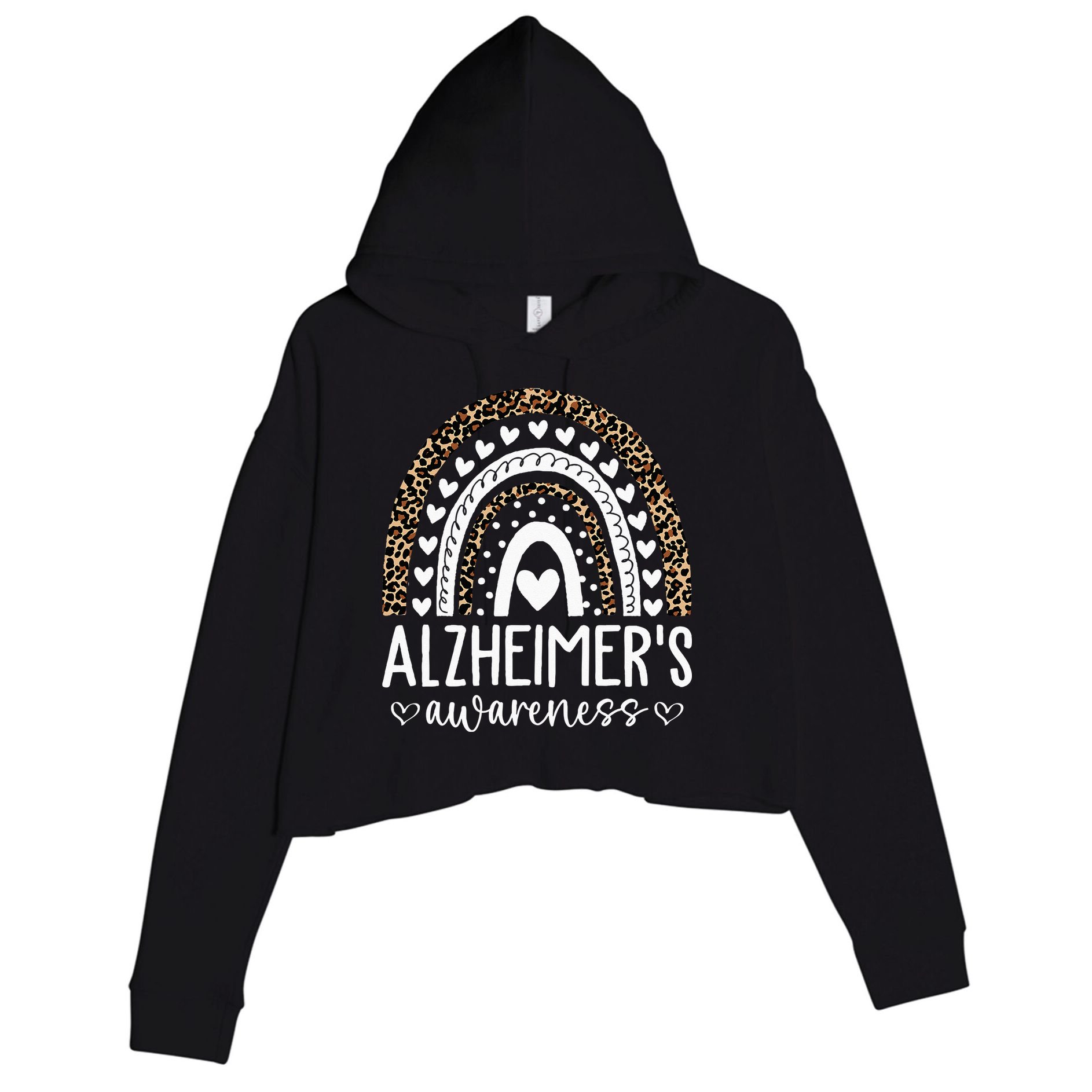Wear Purple Alzheimer's Awareness Leopard Rainbow Crop Fleece Hoodie