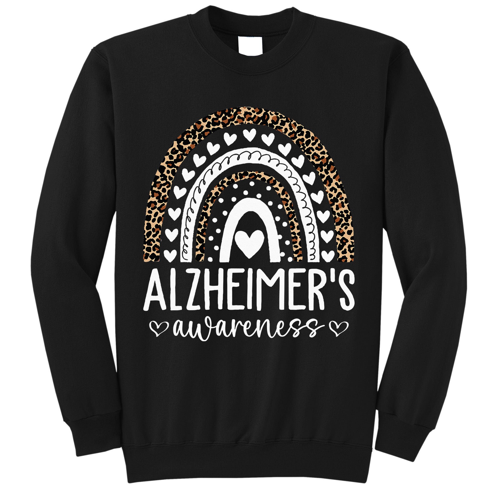 Wear Purple Alzheimer's Awareness Leopard Rainbow Tall Sweatshirt