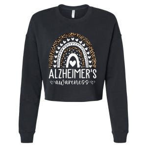 Wear Purple Alzheimer's Awareness Leopard Rainbow Cropped Pullover Crew