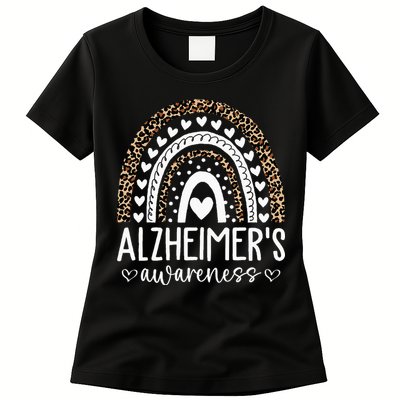 Wear Purple Alzheimer's Awareness Leopard Rainbow Womens T-Shirt