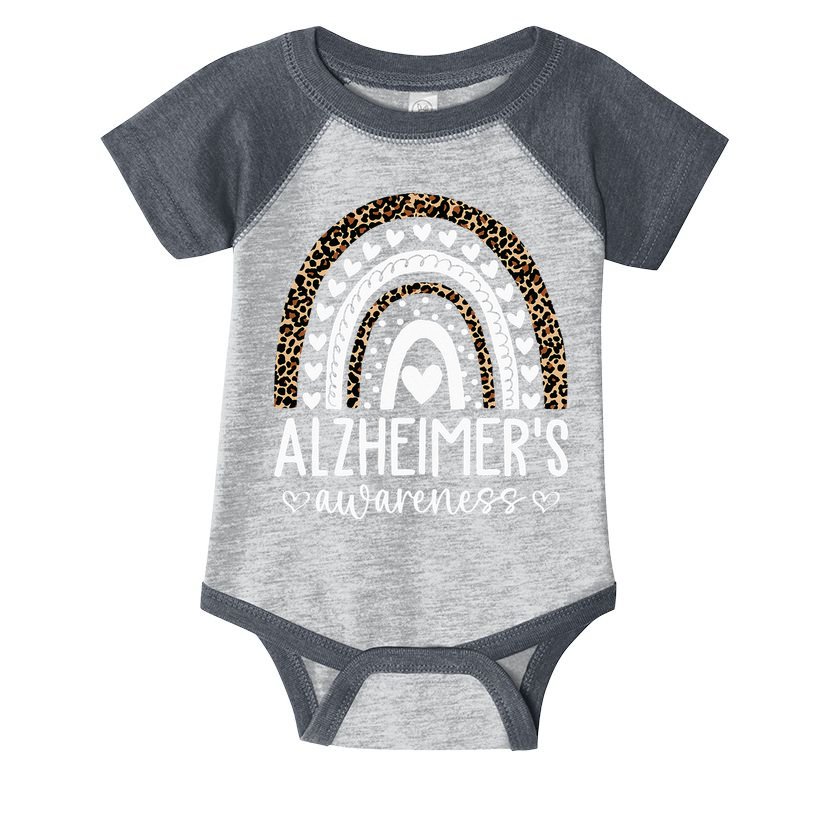 Wear Purple Alzheimer's Awareness Leopard Rainbow Infant Baby Jersey Bodysuit